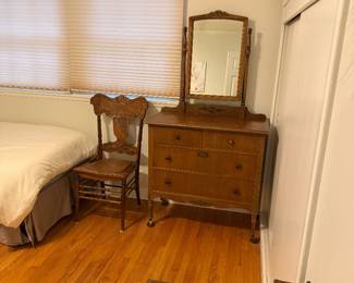 Small antique dresser $150, solid wood chair $40
