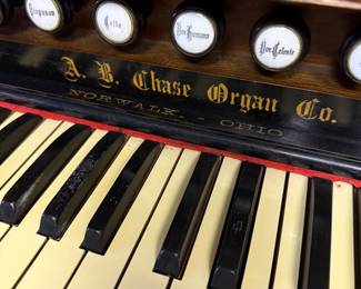 Peerless Pump Organ, Circa 1900 by A. B Chase Organ Co. Patented Pipe cone action, Oak hardwood case with quality craftsmanship, Sound is heard when pumping pedals, weight of organ is very reasonable makes it easy to move around. measures 52" W, 24"D, 52" h