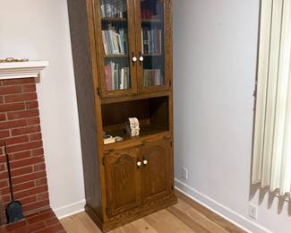 Custom made book cabinet with glass doors $150