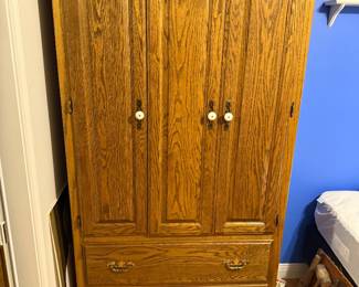 Hand crafted solid oak sewing cabinet $150