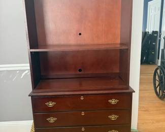 Cherry veneer dresser and bookshelf in two pieces