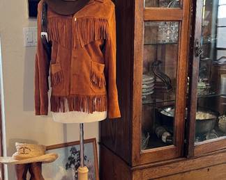 Vintage Sylvia Suede Coast, Stetson Hat, Brighton Leather Belt, Kenny Mac Hat, Cowboy Work Boots