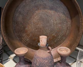 Pottery, Metal Tray