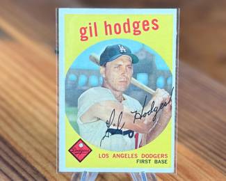 This lot features a 1959 Topps #270 Gil Hodges baseball card featuring the Los Angeles Dodgers first baseman. 