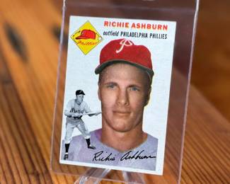 This lot features a 1954 Topps Richie Ashburn #45 baseball card. Richie Ashburn played as an outfielder for the Philadelphia Phillies. 