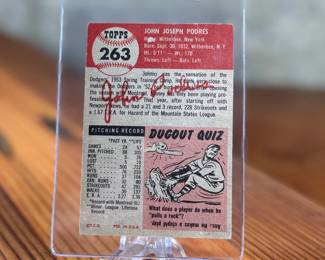 This lot features a vintage 1953 Topps Johnny Podres rookie baseball card (#263). 