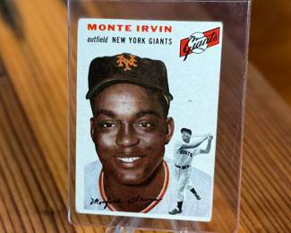 This lot features a 1954 Topps #3 Monte Irvin baseball card featuring the Hall of Fame outfielder for the New York Giants. 