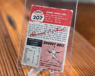 This lot features a vintage 1953 Topps Whitey Ford baseball card, specifically card #207. 