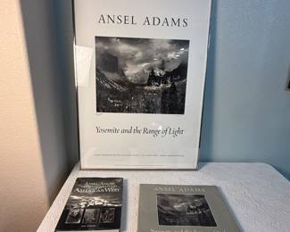 Lot #148 Signed Ansel Adams Yosemite and the Range of Light Poster with Ansel Adams Photography Books