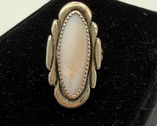 Lot #33 Native American Sterling Silver Ring with White Stone β Signed JM Southwestern Artisan Ring, Vintage Navajo Style Jewelr Lot #33 Native American Sterling Silver Ring with White Stone β Signed JM Southwestern Artisan Ring, Vintage Navajo Style Jewelr