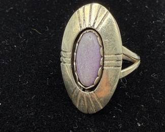 Lot #34 Vintage Sterling Silver Druzy Quartz Ring β Oval Pink Druzy Stone Statement Ring, Retro Estate Sterling Jewelry