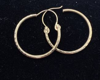 Lot #44 Gold Hoop Earrings β Classic Yellow Gold Hoop Earrings, Vintage Estate Gold Jewelry