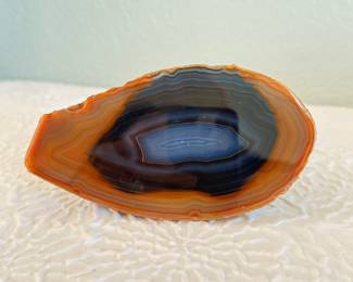 Lot #112 Natural Agate Geode Slice Display Specimen β Polished Banded Agate Stone Decor