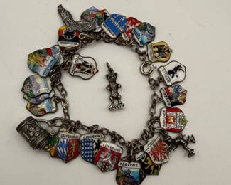 Lot #26 Vintage Travel Charm Bracelet β Enamel Shield Charms, Souvenir Bracelet, Continental Travel Souvenir Jewelry Co Lot #26 Vintage Travel Charm Bracelet β Enamel Shield Charms, Souvenir Bracelet, Continental Travel Souvenir Jewelry Co
