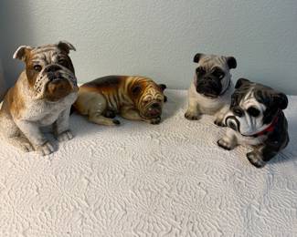 Lot #159 Vintage Bulldog & Pug Figurine Lot β Collectible Dog Statues, English Bulldog, Pug Puppy Figures, Home DΓ©cor Collectibl