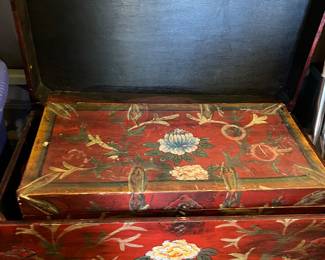 Vintage hand painted nested chests 