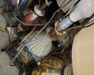 collection of vintage table lamps with various