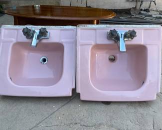 Vintage 1957 Pink Bathroom Sinks – Matching Pair – Universal Rundle