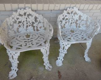 pair iron outdoor chairs