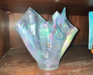 VINTAGE MODERNIST "HANDKERCHIEF" GLASS VASE