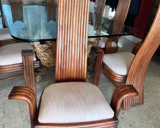 FABULOUS SET OF 8 VINTAGE MCGUIRE RATTAN ARMCHAIRS (THESE WILL ONLY BE SOLD TOGETHER WITH THE TABLE)