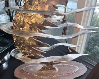 DRAMATIC METAL SCULPTURE "RAGGED MOON" BY ARTIST GORDON KENNEDY.