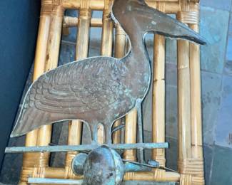 VINTAGE COPPER PELICAN WEATHERVANE TOPPER 