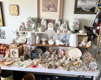 TABLE LOADED WITH COLLECTIBLE PORCELAIN