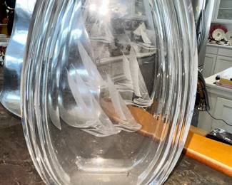 ETCHED, FLUTED CRYSTAL VASE