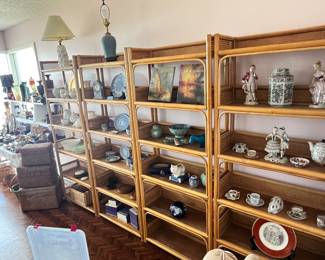 WE HAVE 12 OF THESE TALL RATTAN SHELF UNITS!