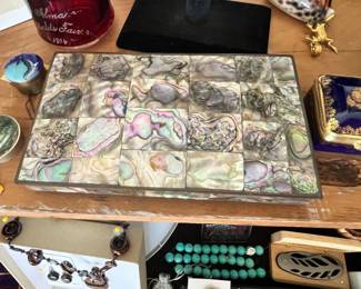 LOVELY MEXICAN SILVER & ABALONE TRINKET BOX