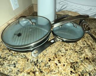 GROUP OF "GREEN PAN" SKILLETS