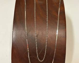 14K  10K White Gold Chains And 14K Drop Pearl Earrings