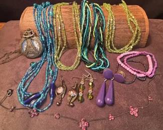 Colorful Beaded Necklaces And Paris Pocket Watch