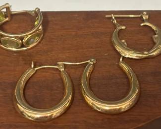 14K Gold Whale Peridot And Hoop Earrings