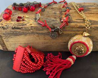 Chicos Red Tassel Necklace Bracelets And More