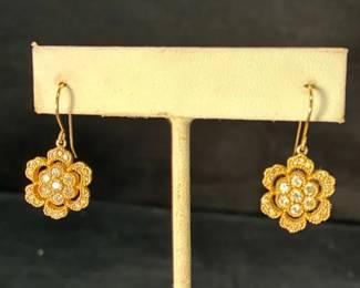 14k Gold And Diamond Earrings