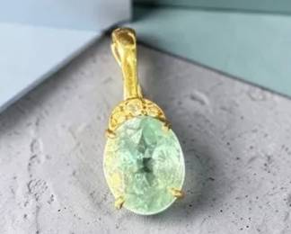 Blue Topaz And Diamond 14k Pendant