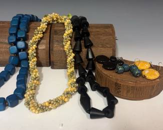 M Haskell Wood Beaded Necklaces And Hawaiian Shell Necklace