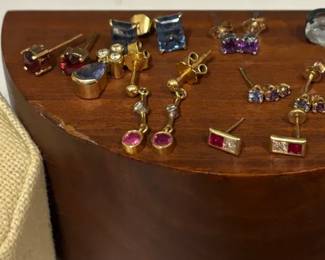 Gemstone Earrings Saphhire Ruby And Topaz