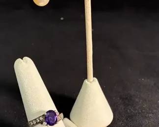Genuine Pearl  Sterling Earrings And Amethyst  Sterling Ring