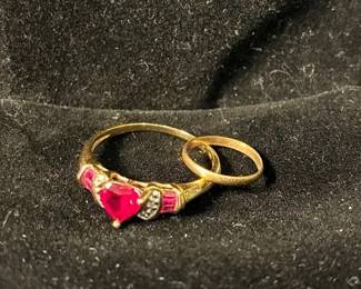 10k Infants Ring And 10k Ruby Ring