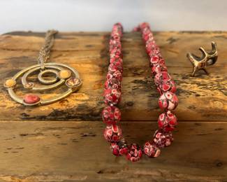 Stone Necklace Brutalist Ring And Pendant Necklace