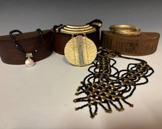 Chicos Medallion Pendant Woven Seed Bead Necklace And More