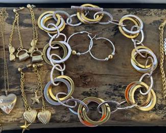 Sterling MultiStrand Necklace Earrings And Other Gold Tone Jewelry