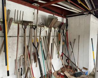 Yard tools - rakes, shovels