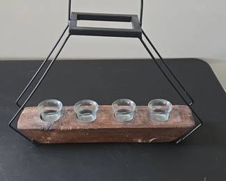 Rustic Wood and Metal Votive Candle Holder