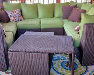 Horizon Hall Piece Outdoor Wicker Sectional Sofa Set with Ottoman and Coffee Table fourth image