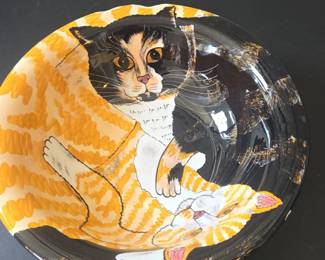 HandPainted Ceramic Cat Bowl by Nina Lyman second image