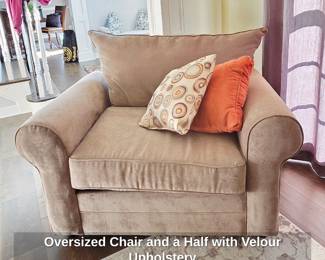 Oversized Chair and a Half with Velour Upholstery